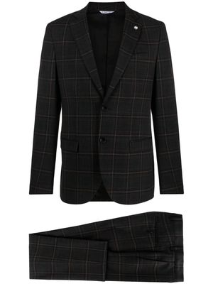 Manuel Ritz logo-appliqué checkered single-breasted suit - Black