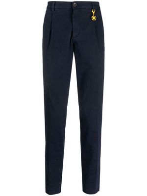 Manuel Ritz logo-charm gabardine skinny trousers - Blue