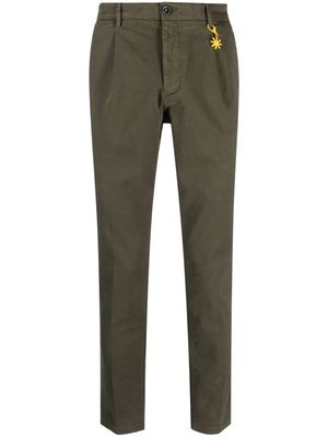 Manuel Ritz logo-charm gabardine skinny trousers - Green