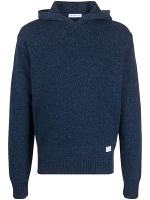 Manuel Ritz logo-patch fine-knit hoodie - Blue