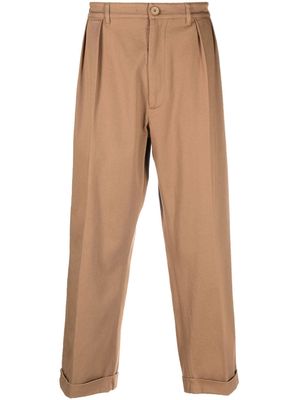 Manuel Ritz pleat-detail cotton trousers - Brown