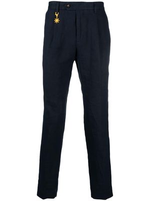 Manuel Ritz pleat-detail linen trousers - Blue