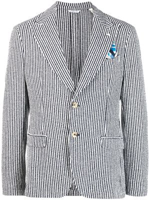 Manuel Ritz stripe-pattern single-breasted jacket - Blue