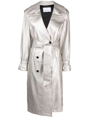 Manuel Ritz tied-waist double-breasted coat - Silver