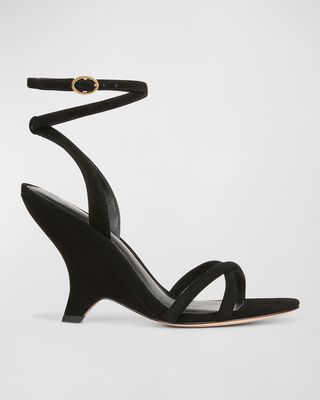 Manuela Suede Ankle-Strap Wedge Sandals