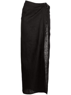 MANURI buckle-fastening linen maxi skirt - Black