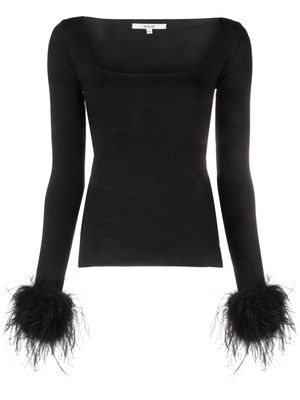 MANURI Chica square-neck knitted top - Black