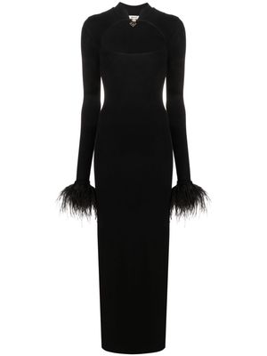 MANURI Cindy square-neck long dress - Black