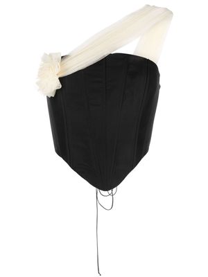 MANURI corset-style draped-detailing top - Black