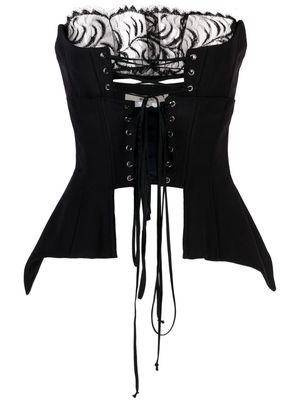 MANURI corset-style panelled-lace top - Black