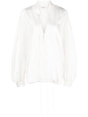 MANURI drop-shoulder silk shirt - White