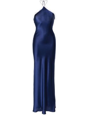 MANURI lace-trim satin maxi dress - Blue