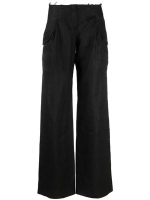 MANURI Pimmy high-waist linen trousers - Black