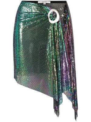 MANURI sequined asymmetric miniskirt - Green
