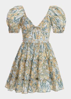 Manzanilla Floral Cotton Tiered Mini Dress