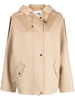Manzoni 24 hooded single-breasted wool-blend jacket - Neutrals