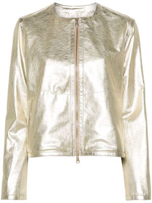 Manzoni 24 zip-up leather jacket - Gold