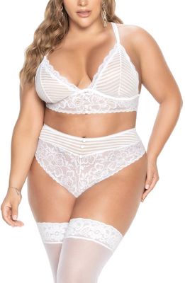 Mapale Lace Bralette & Thong Set in White