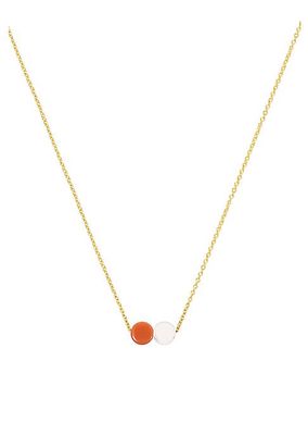 Mar, Sol Y Arena Goldtone & Coral Sun & Moon Pendant Necklace