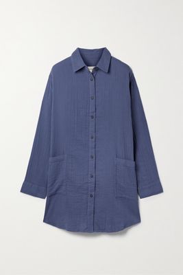 Mara Hoffman - Alisa Crinkled Organic Cotton Mini Shirt Dress - Blue