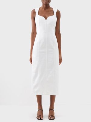 Mara Hoffman - Indya Organic-cotton Denim Midi Dress - Womens - White