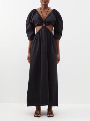 Mara Hoffman - Shaina Cutout Organic Cotton-poplin Dress - Womens - Black