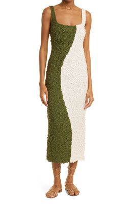 Mara Hoffman Sloan Colorblock Sleeveless Dress in Cream Olive