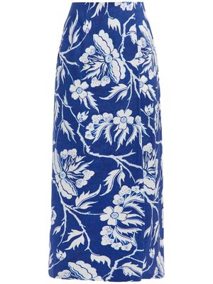 Mara Hoffman Sunja floral-print straight skirt - 413 NVY WHT
