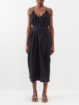 Mara Hoffman - Sydney Belted Organic-cotton Midi Dress - Womens - Black