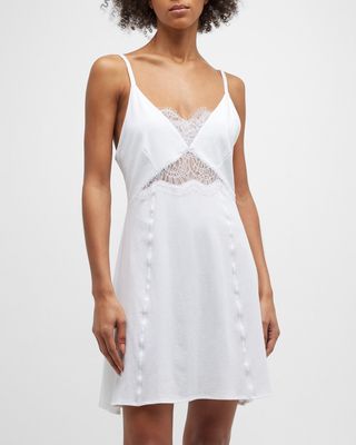 Mara Lace-Inset Pima Cotton Slip Dress