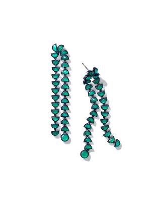 Marabou Dangle Earrings in Green Onyx