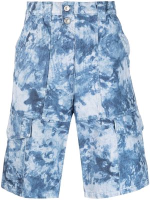 MARANT bleached-effect cargo shorts - Blue