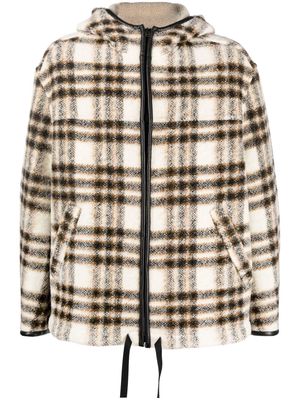 MARANT checked leather-trim hooded jacket - Neutrals