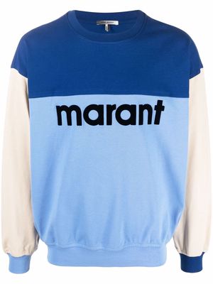 MARANT colour-block logo-print sweatshirt - Blue
