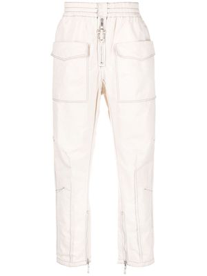 MARANT contrast-stitching cotton cargo trousers - Neutrals