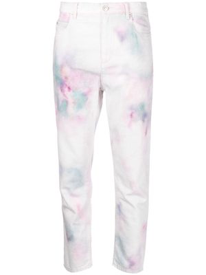 MARANT ÉTOILE abstract-print cropped trousers - White