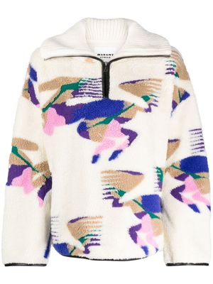 MARANT ÉTOILE abstract-print fleece jumper - Neutrals