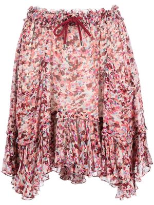 MARANT ÉTOILE abstract-print ruffled skirt - Pink