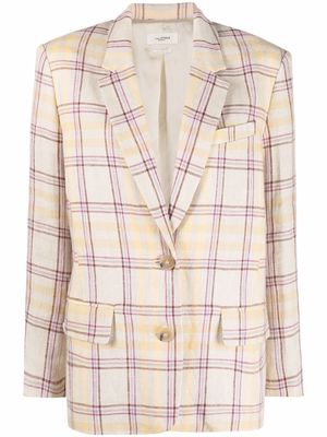 MARANT ÉTOILE check-print linen blazer - Neutrals