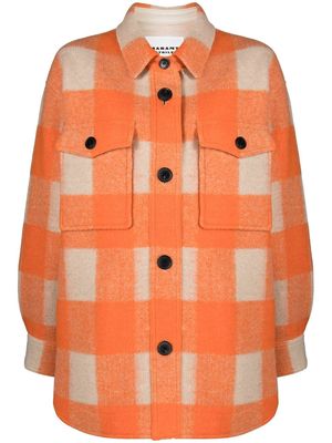 MARANT ÉTOILE checkered fleece shirt jacket - Orange