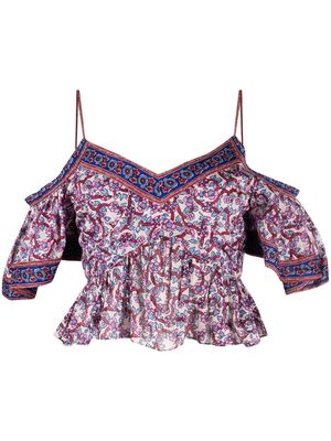 MARANT ÉTOILE cold-shoulder floral-print blouse - Neutrals