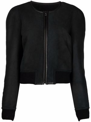 MARANT ÉTOILE collarless wool bomber jacket - Black