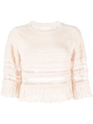 MARANT ÉTOILE cropped cotton knitted top - Neutrals
