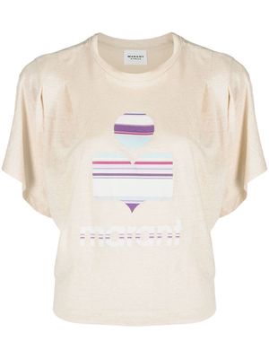 MARANT ÉTOILE dolman-sleeve logo T-shirt - Neutrals