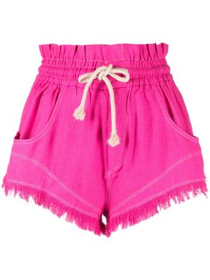 MARANT ÉTOILE drawstring frayed silk shorts - Pink