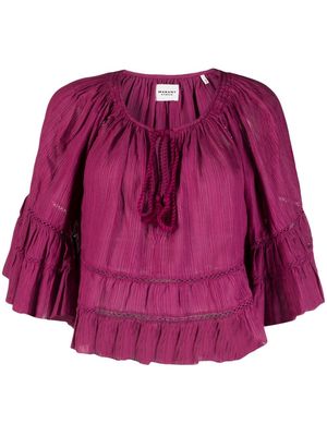 MARANT ÉTOILE drawstring neck ruffled blouse - Pink