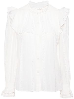 MARANT ÉTOILE embroidered-trim ruffle blouse - White