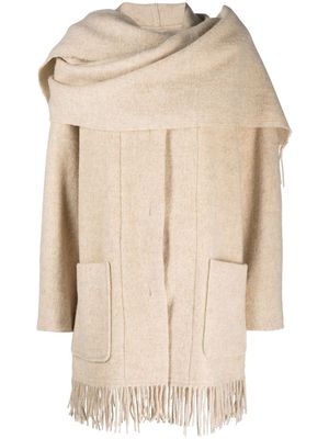 MARANT ÉTOILE Faty fringed knitted coat - Neutrals