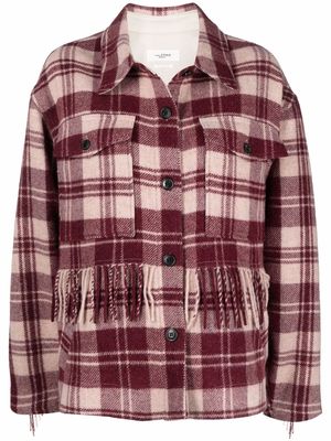MARANT ÉTOILE Filora fringe-trim checked shirt jacket - Red