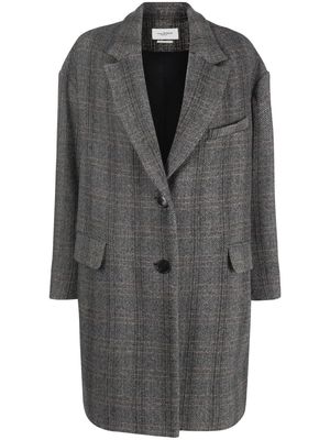 MARANT ÉTOILE fine-check single-breasted wool coat - Grey